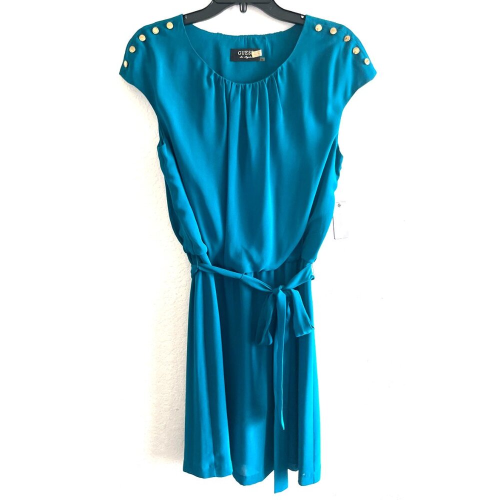 NWT GUESS Women's cap sleeve knee-length dress, Size 10, Turquoise